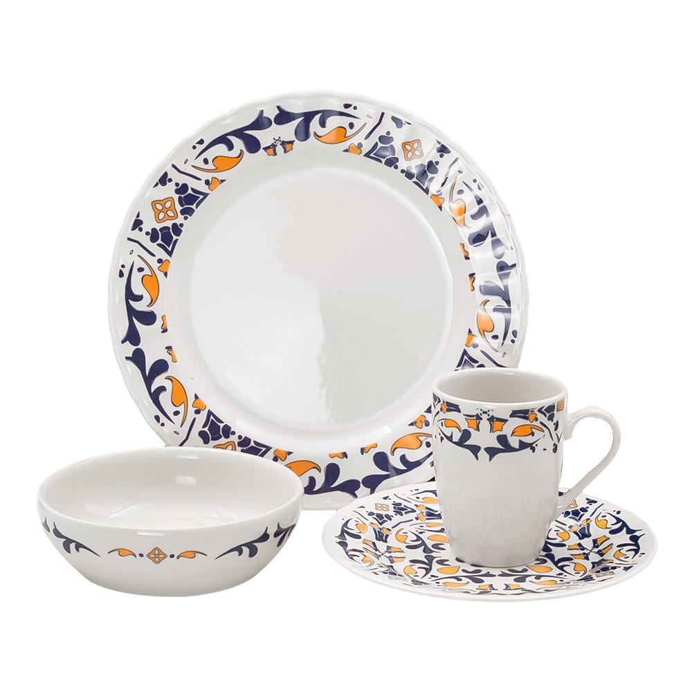 Vajilla de cerámica 16 piezas 4 personas Evora VL166D040116LC Corona