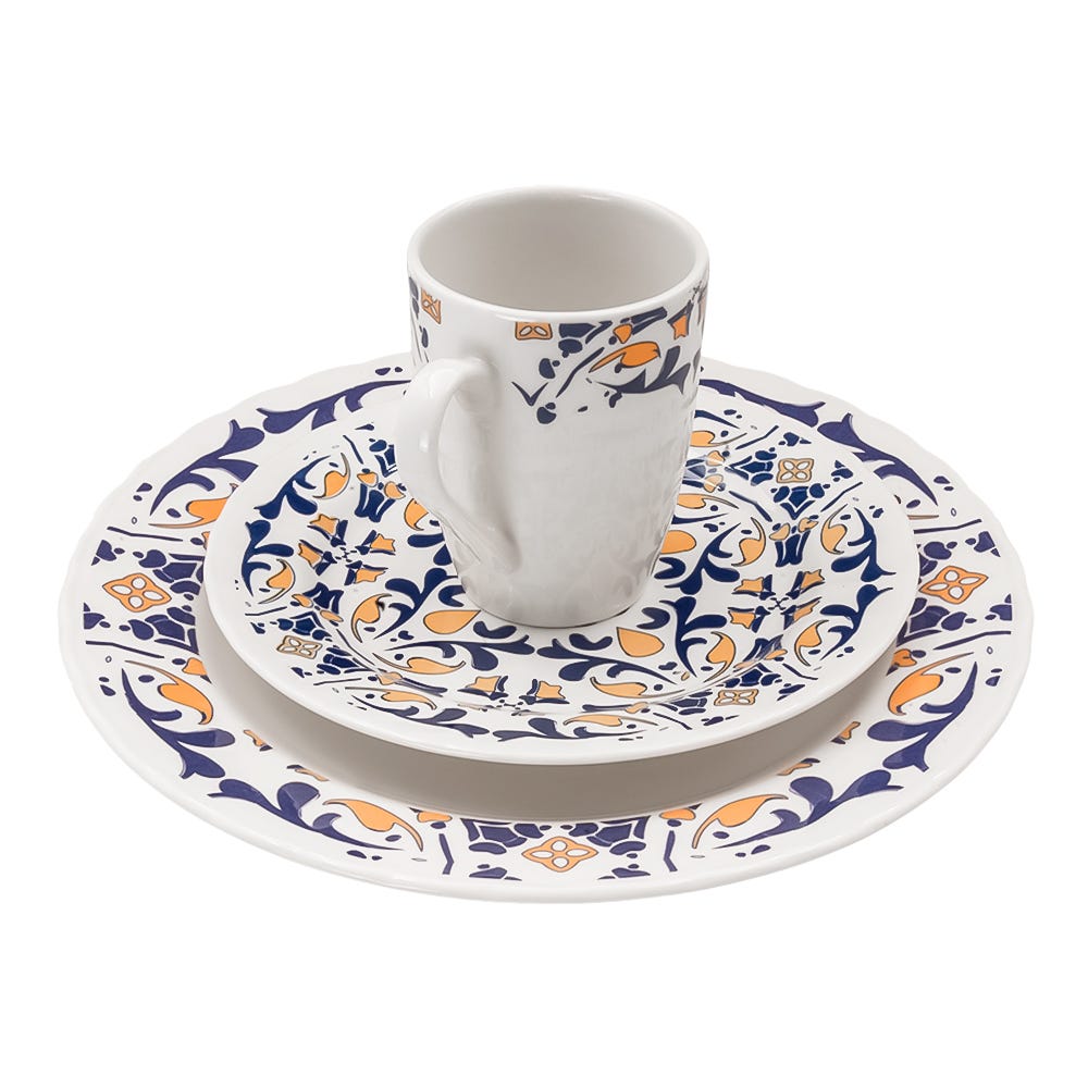 Vajilla de cerámica 16 piezas 4 personas Evora VL166D040116LC Corona