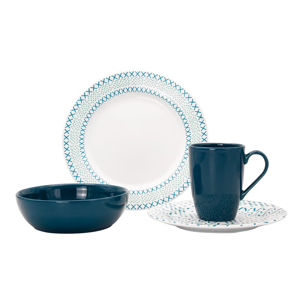 Vajilla de cerámica de 16 piezas zulu Corona