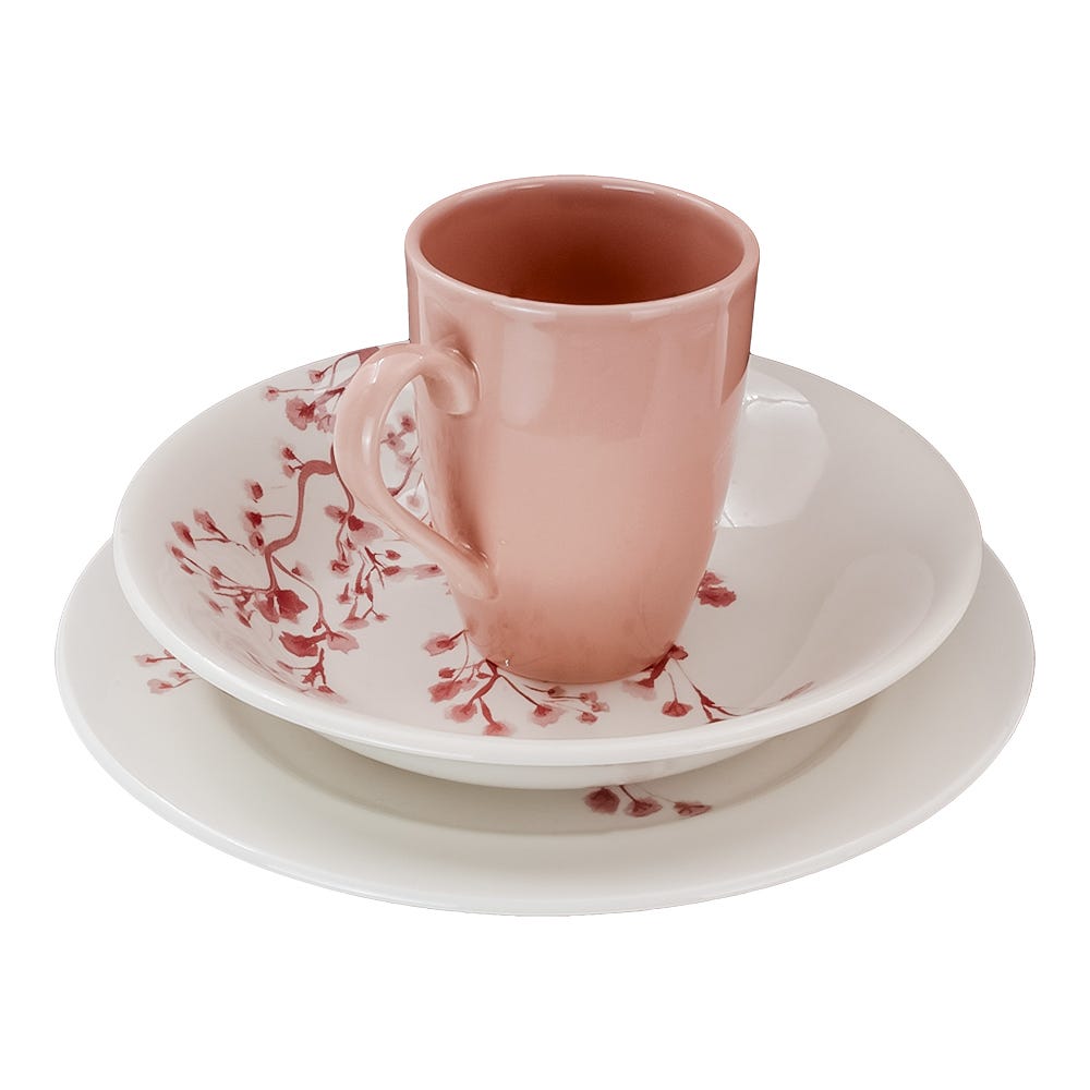 Vajilla de cerámica de 12 piezas Alicia Corona