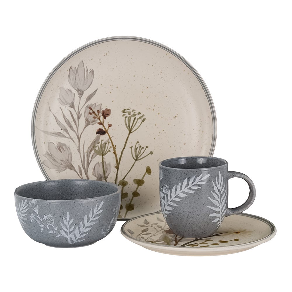 Vajilla de cerámica decorada 4 x 16 Anastasia VL175H040116 Corona