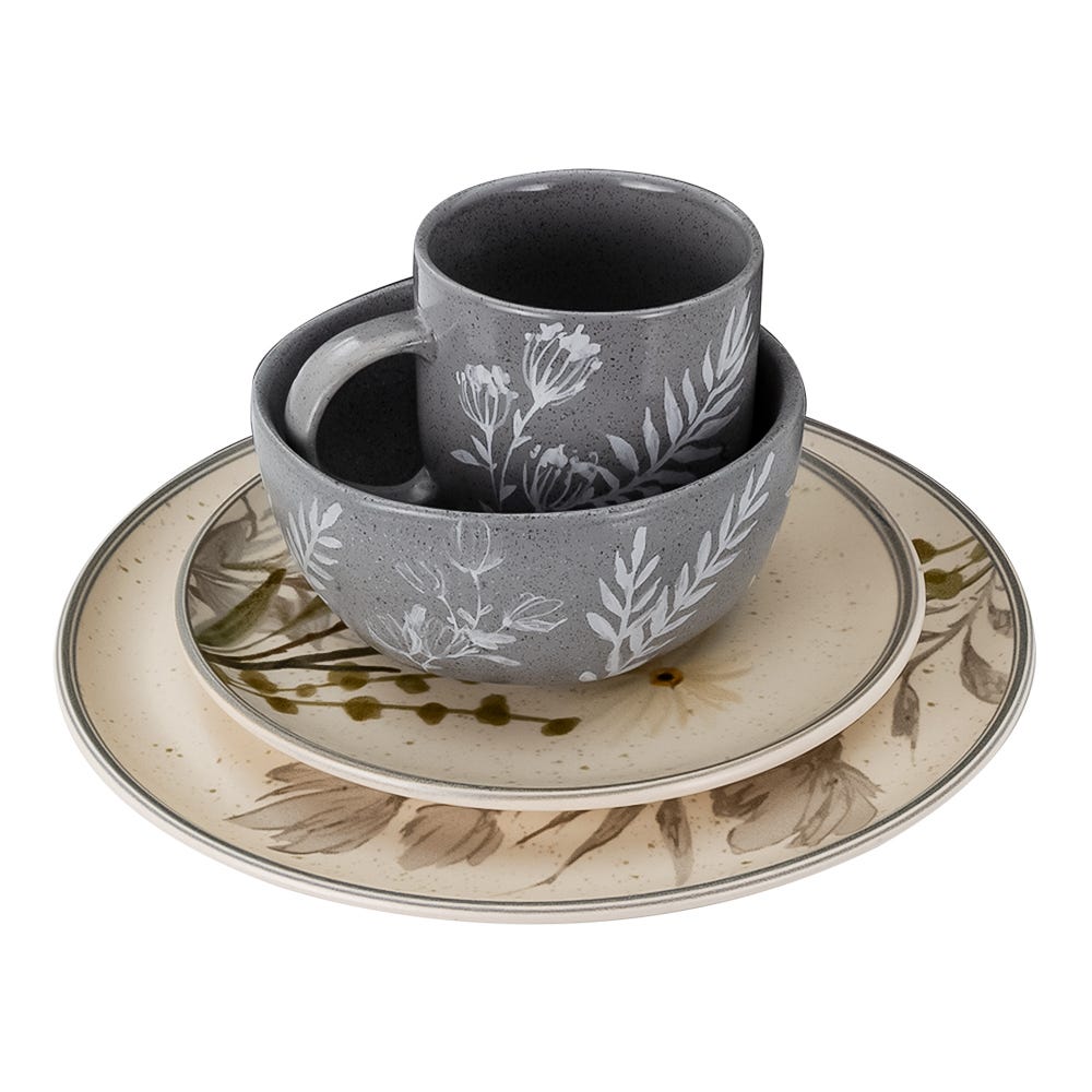 Vajilla de cerámica decorada 4 x 16 Anastasia VL175H040116 Corona