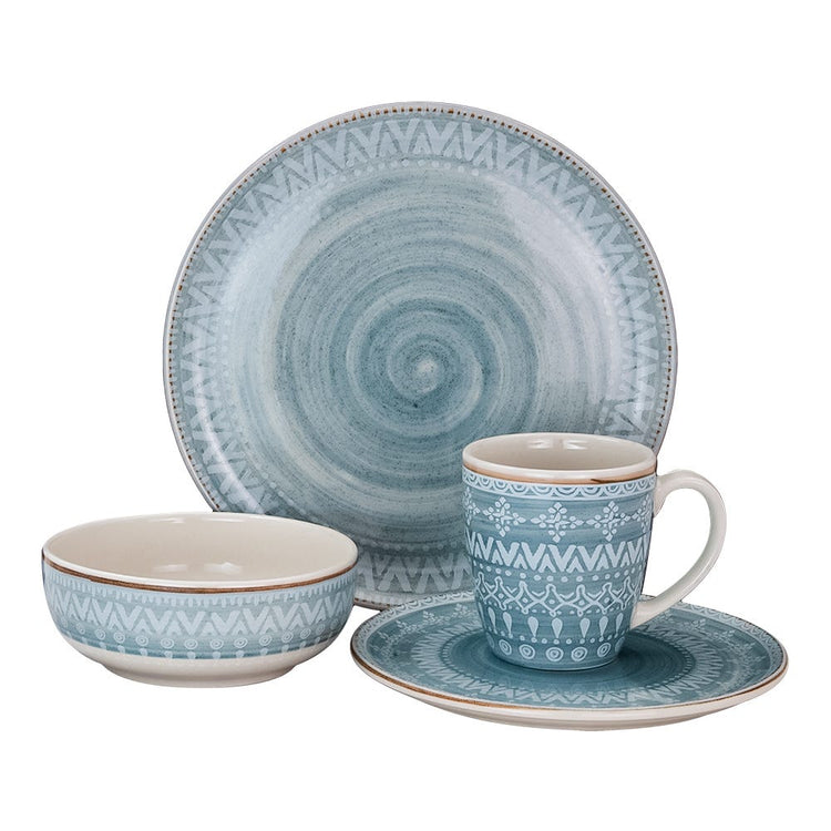Vajilla de cerámica decorada Congo azul 16 piezas VL120E040116 Corona