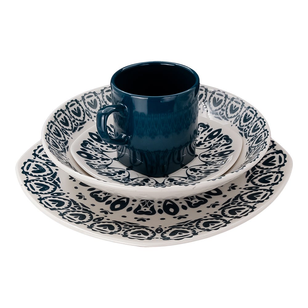 Vajilla de cerámica decorada Triana 16 piezas VL180H040116 Corona