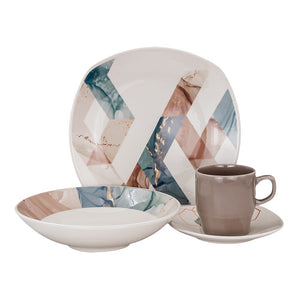 Vajilla de cerámica decorada Lois 16 piezas VL156H040116 Corona