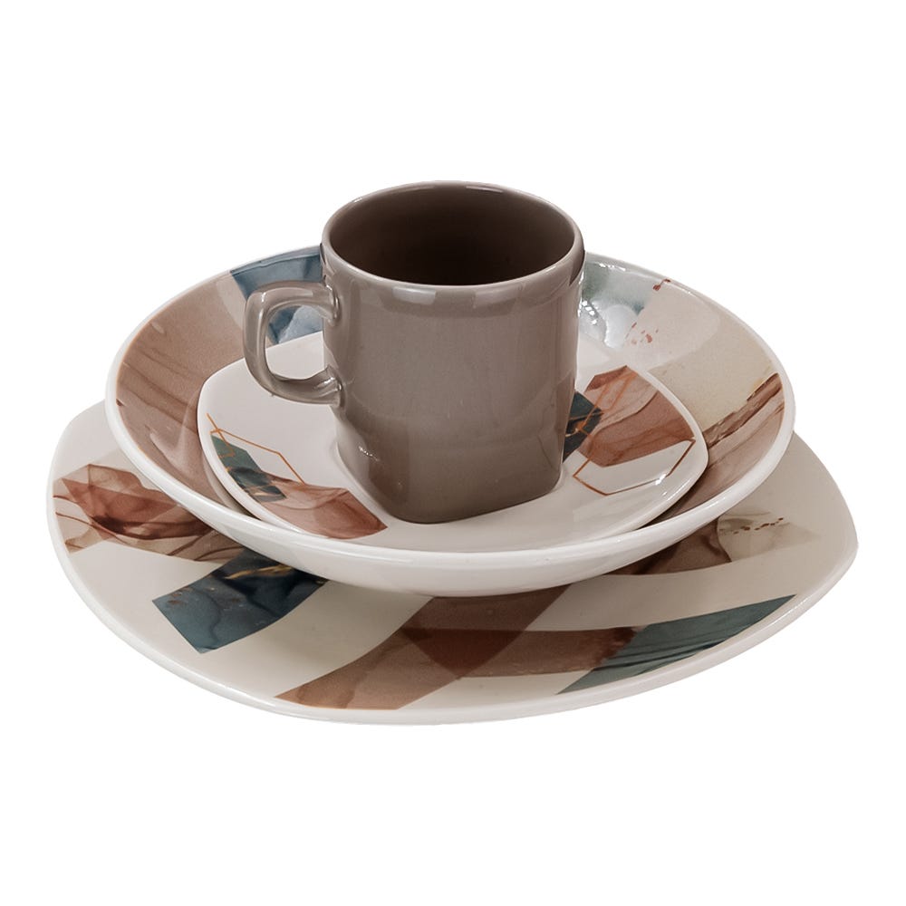 Vajilla de cerámica decorada Lois 16 piezas VL156H040116 Corona