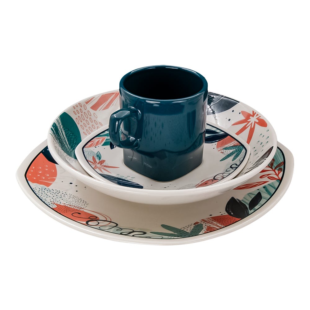 Vajilla de cerámica decorada Mystic 16 piezas VL123I040116 Corona