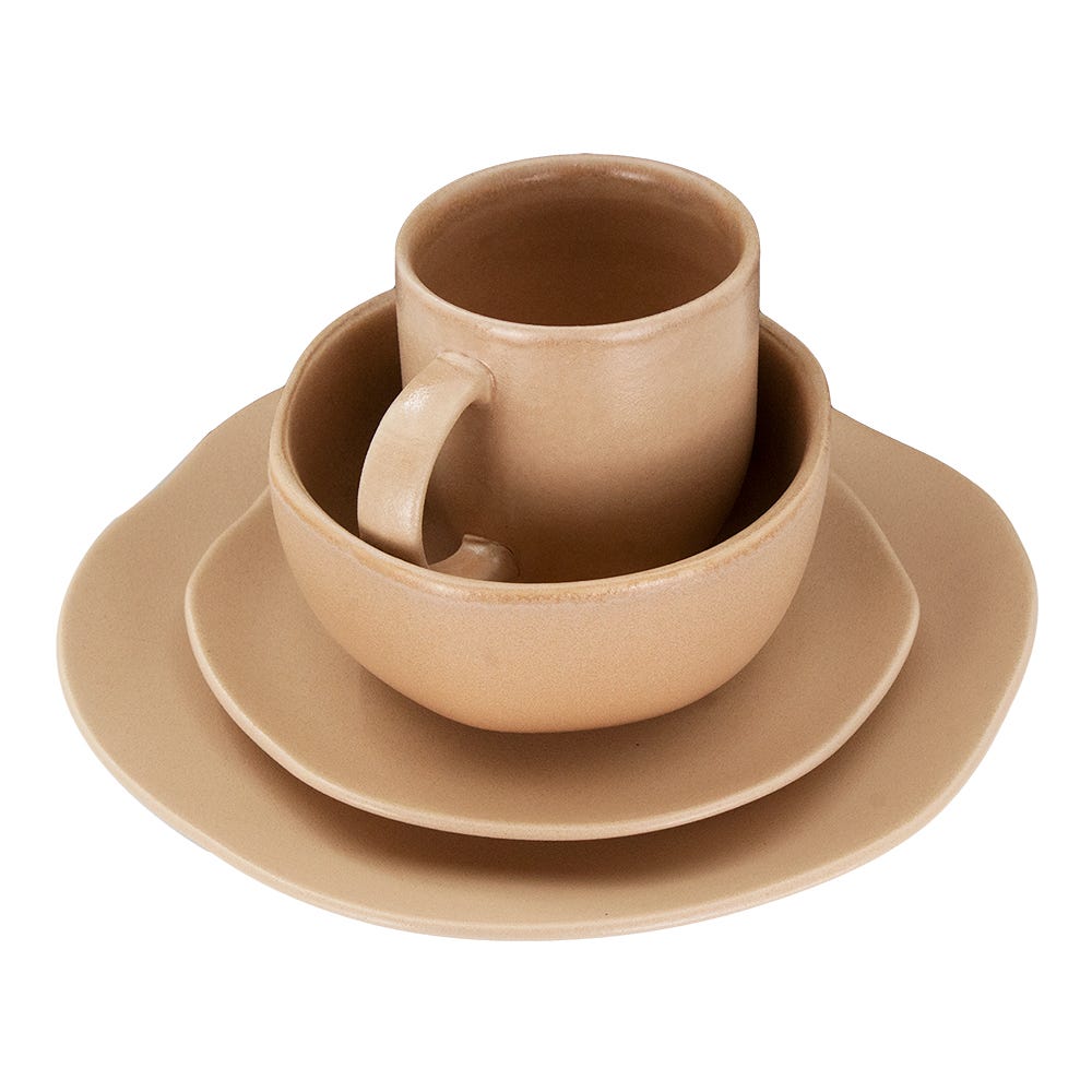 Vajilla cerámica decorada 16 piezas Areia VL1824040216 Corona