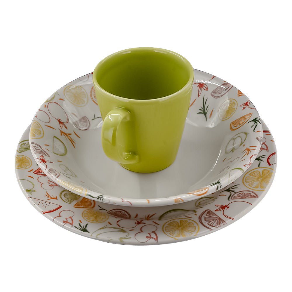 Vajilla de cerámica decorada Néctar 12 piezas VL169I040 Corona