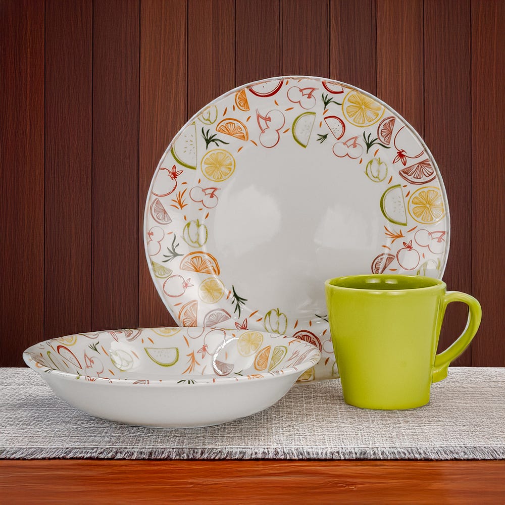 Vajilla de cerámica decorada Néctar 12 piezas VL169I040 Corona