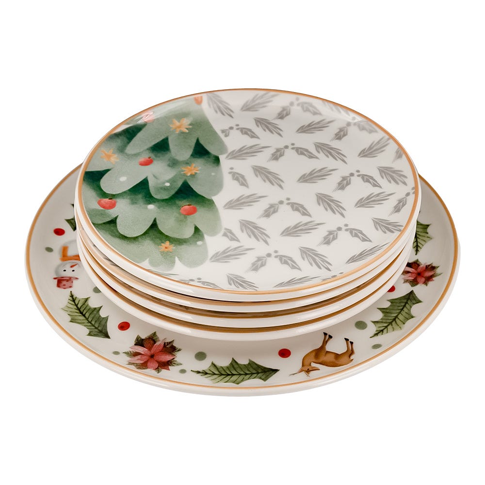 Estuche de 5 platos de cerámica navidad SL118J150105 Corona