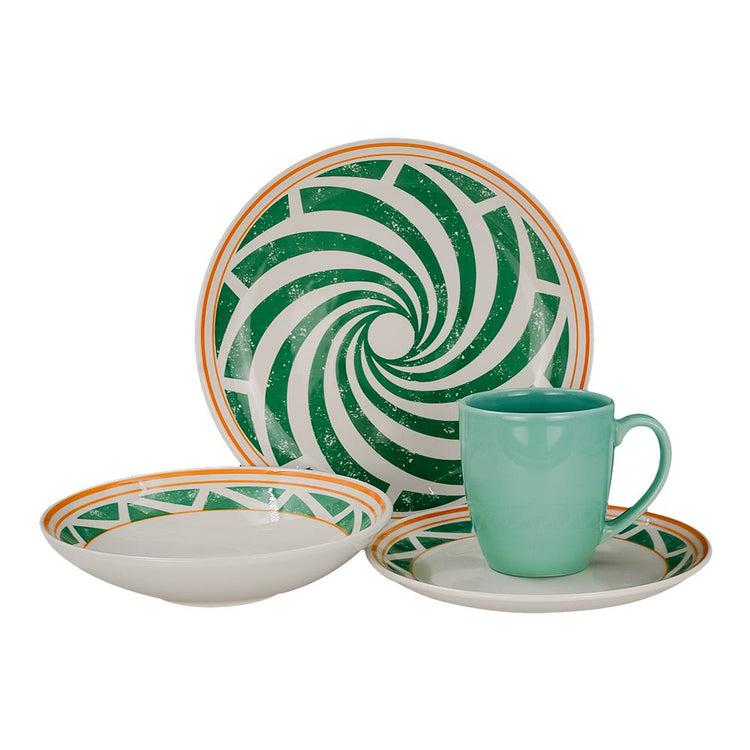 Vajilla de cerámica decorada 16 piezas Aqua Marina VL168J040116 Corona