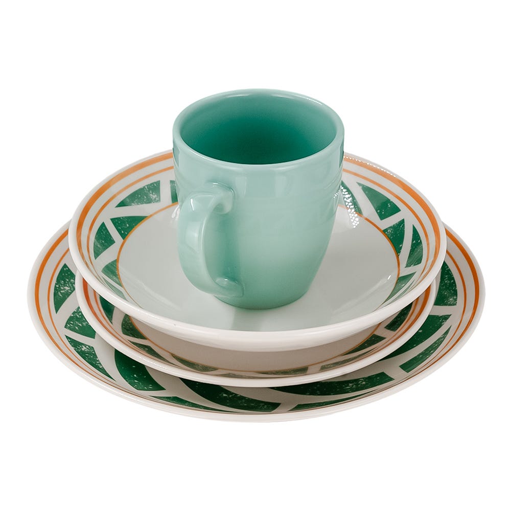 Vajilla de cerámica decorada 16 piezas Aqua Marina VL168J040116 Corona