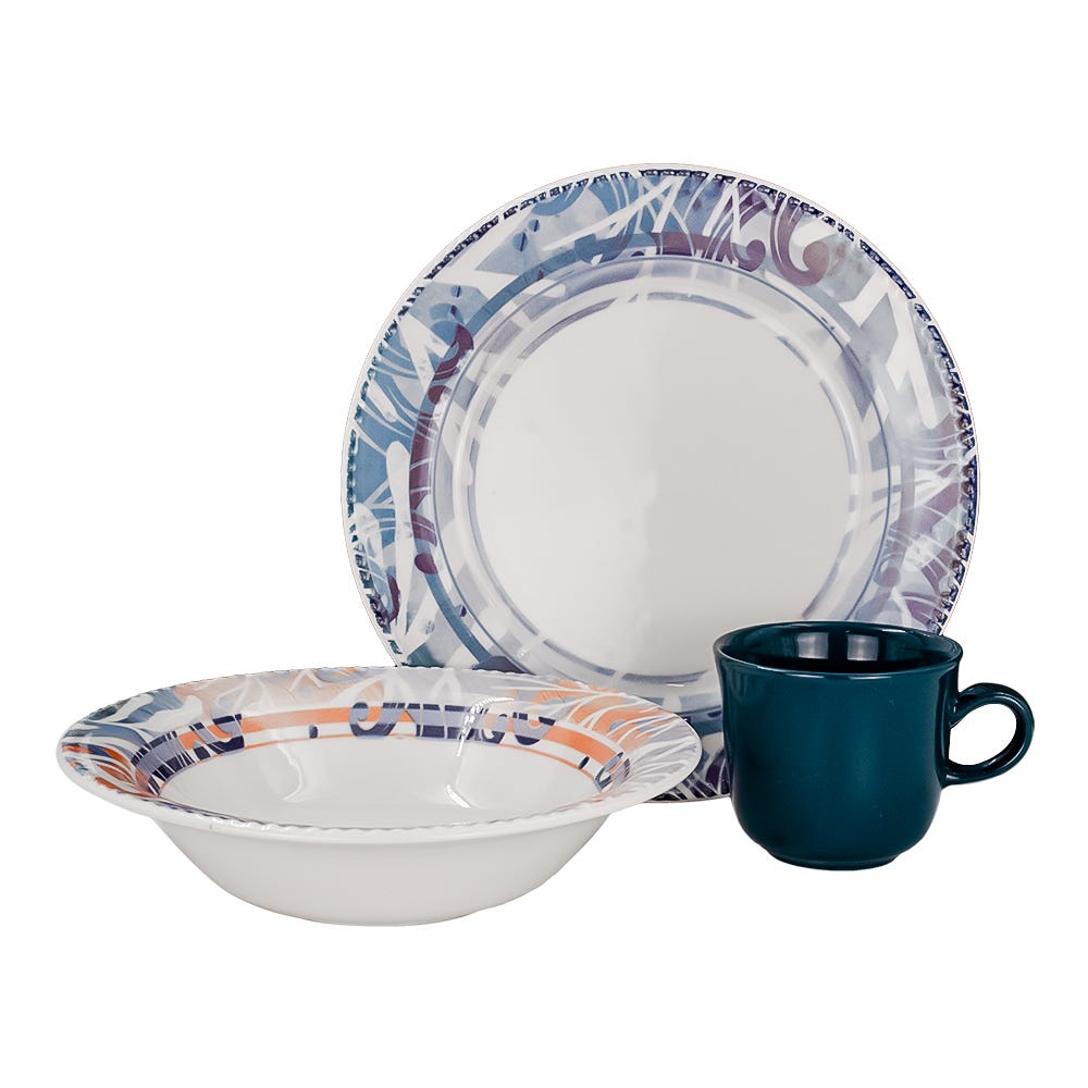 Vajilla de cerámica decorada 16 piezas Indira VL166J040116 Corona