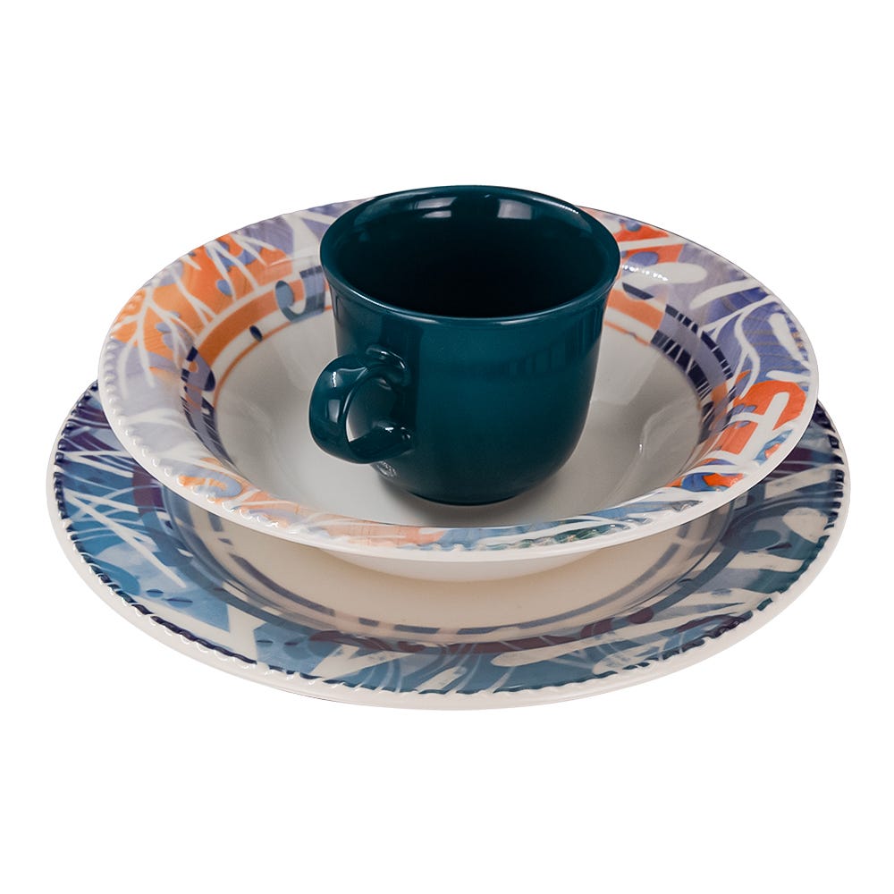 Vajilla de cerámica decorada 16 piezas Indira VL166J040116 Corona