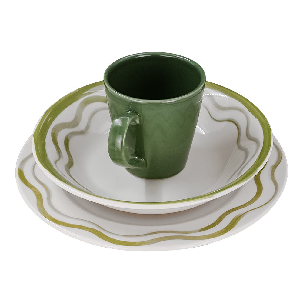 Vajilla de cerámica decorada 12 piezas Brisa VL177I040112 Corona