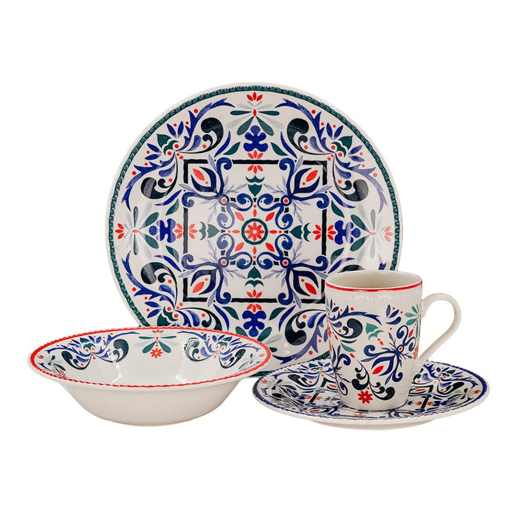 Vajilla de cerámica decorada 16 piezas Antonella VL108F040116 Corona