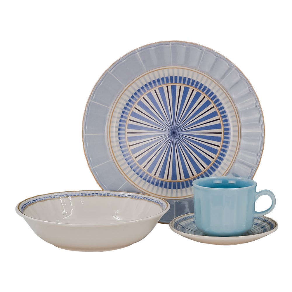 Vajilla de cerámica decorada 16 piezas Azura VL186J040116 Corona
