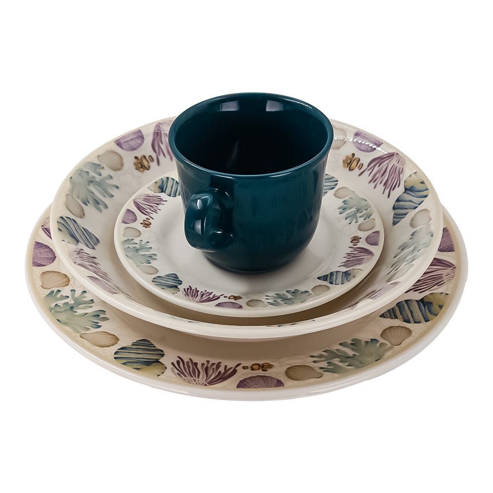 Vajilla de cerámica decorada 16 piezas Bahari VL164J040 Corona