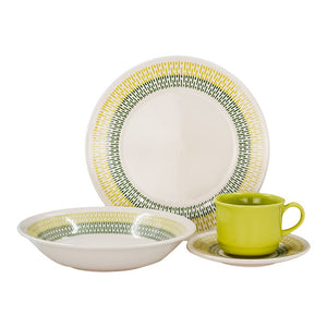 Vajilla de cerámica decorada 16 piezas Jaspe verde VL173E040116 Corona