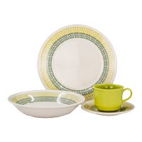 Vajilla de cerámica decorada 16 piezas Jaspe verde VL173E040116 Corona