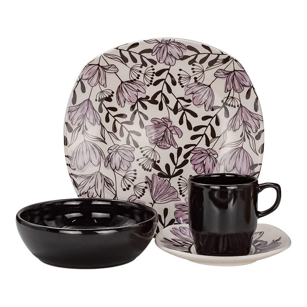 Vajilla de cerámica decorada 16 piezas Lira VL149G040116 Corona