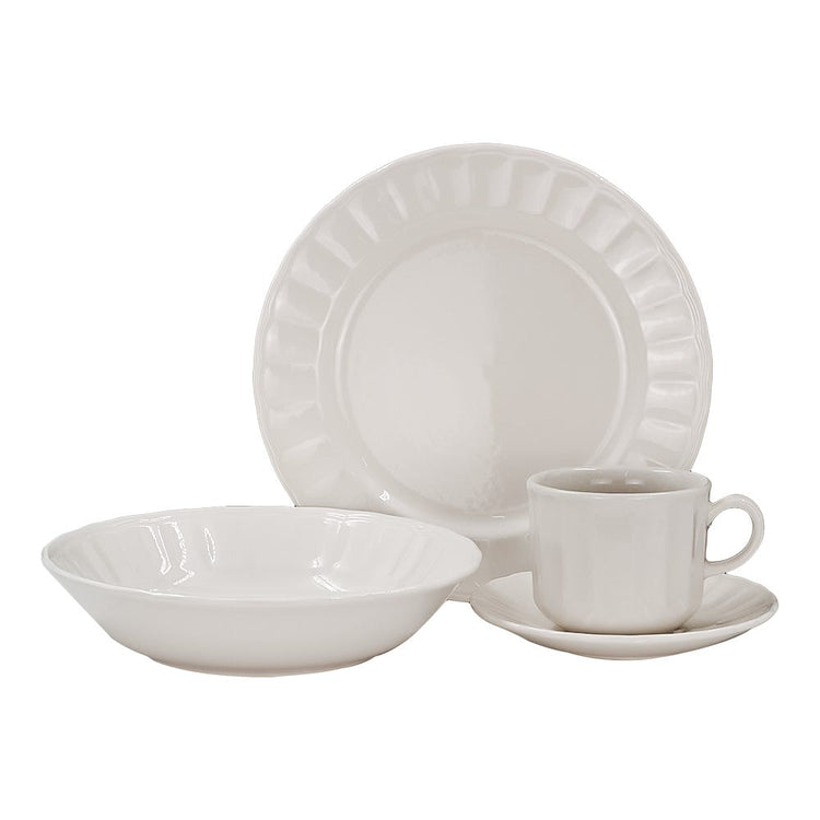 Vajilla de cerámica 16 piezas Caribe blanco VL1100040616 Corona
