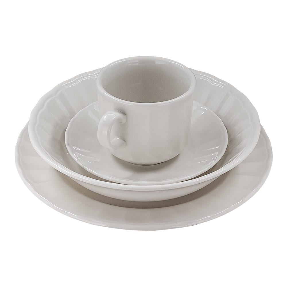 Vajilla de cerámica 16 piezas Caribe blanco VL1100040616 Corona