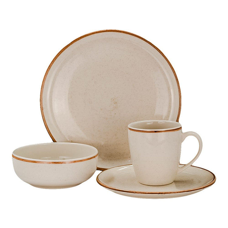 Vajilla de cerámica 16 piezas Caoba beige VL1605040116 Corona