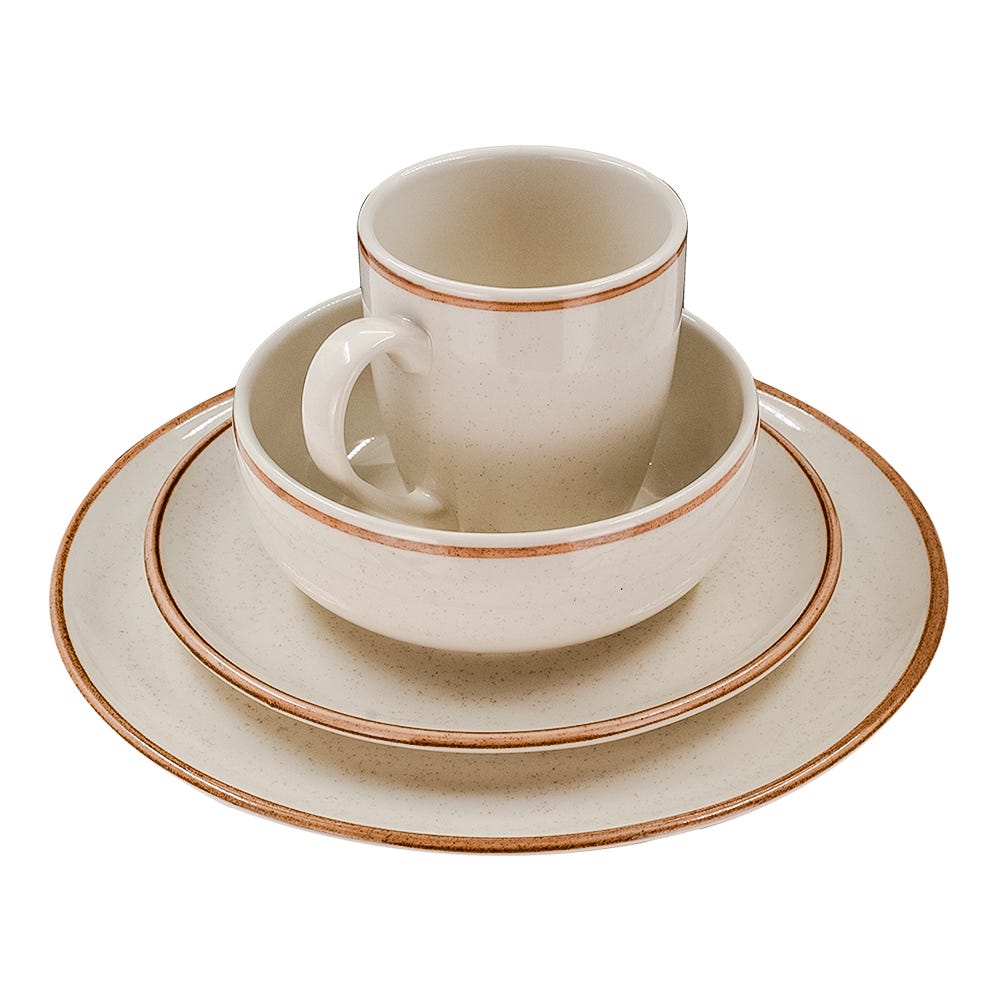 Vajilla de cerámica 16 piezas Caoba beige VL1605040116 Corona