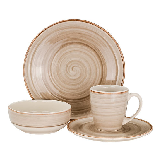 Vajilla de cerámica 16 piezas Caoba gris VL1607040116 Corona