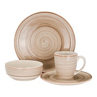 Vajilla de cerámica 16 piezas Caoba gris VL1607040116 Corona