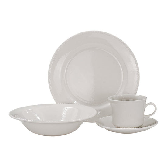 Vajilla de cerámica 16 piezas Perla blanco VL1100044316 Corona