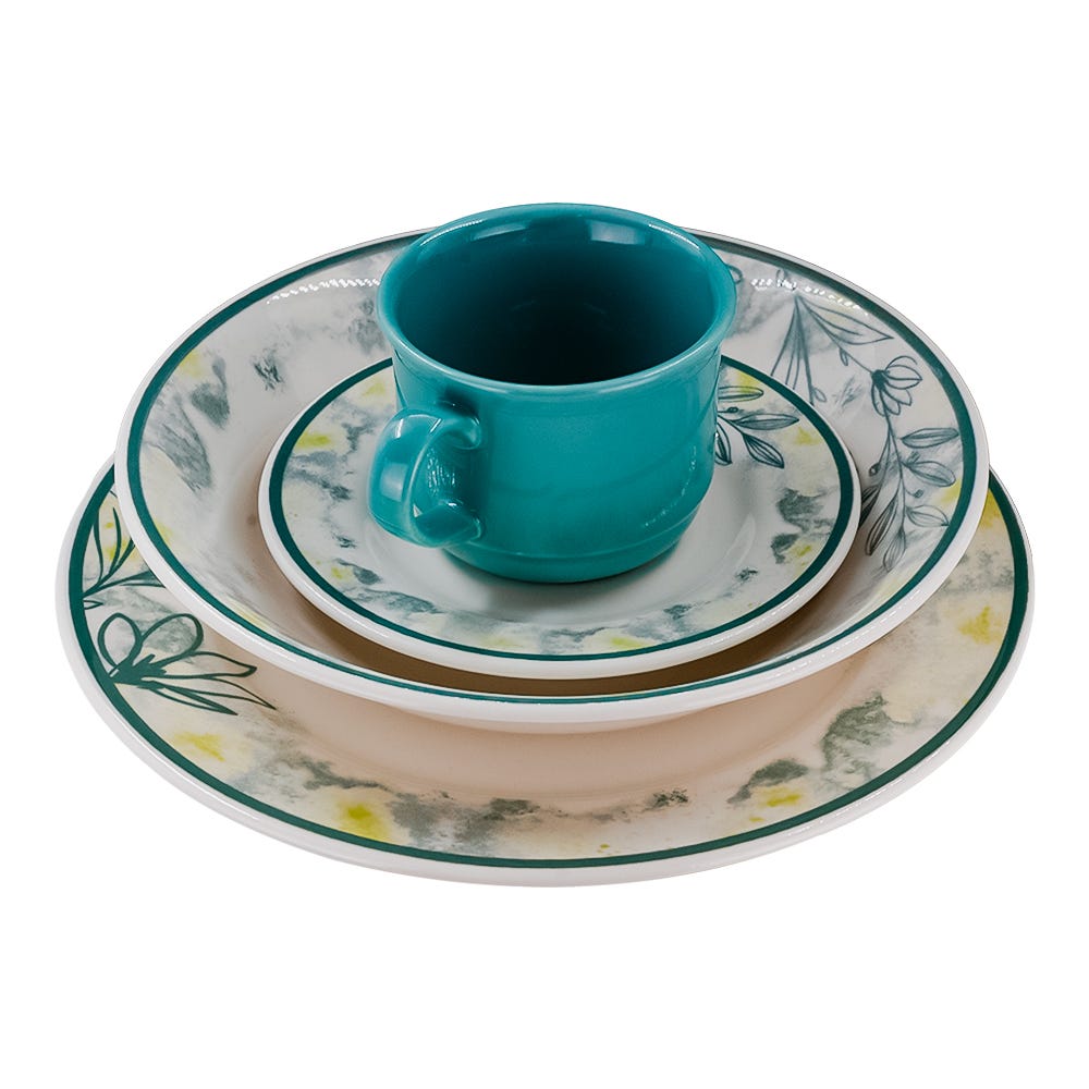 Vajilla de cerámica decorada 16 piezas Cala VL156G040116 Corona