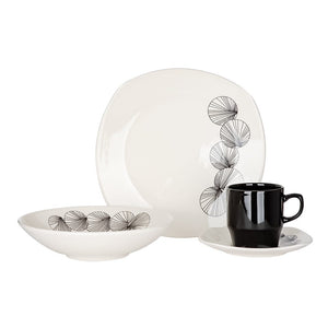 Vajilla cuadrada de cerámica decorada 16 piezas Noa VL139A040316 Corona
