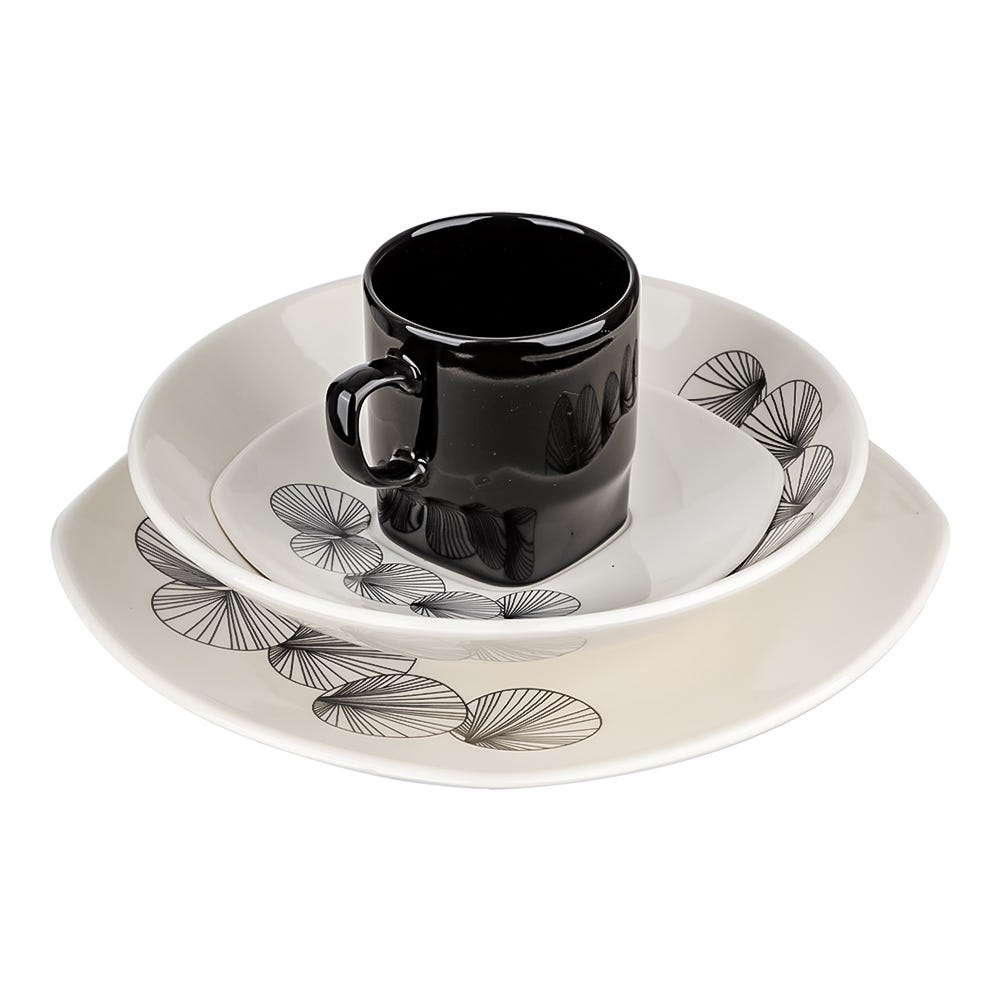 Vajilla cuadrada de cerámica decorada 16 piezas Noa VL139A040316 Corona