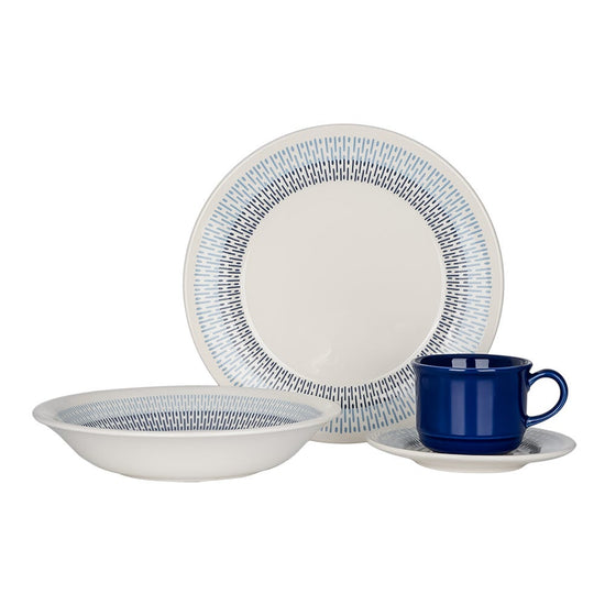 Vajilla de cerámica decorada 16 piezas Jaspe azul VL172E040116 Corona