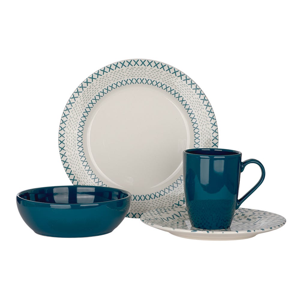 Vajilla de cerámica decorada 16 piezas Zulu VL175E040216 Corona