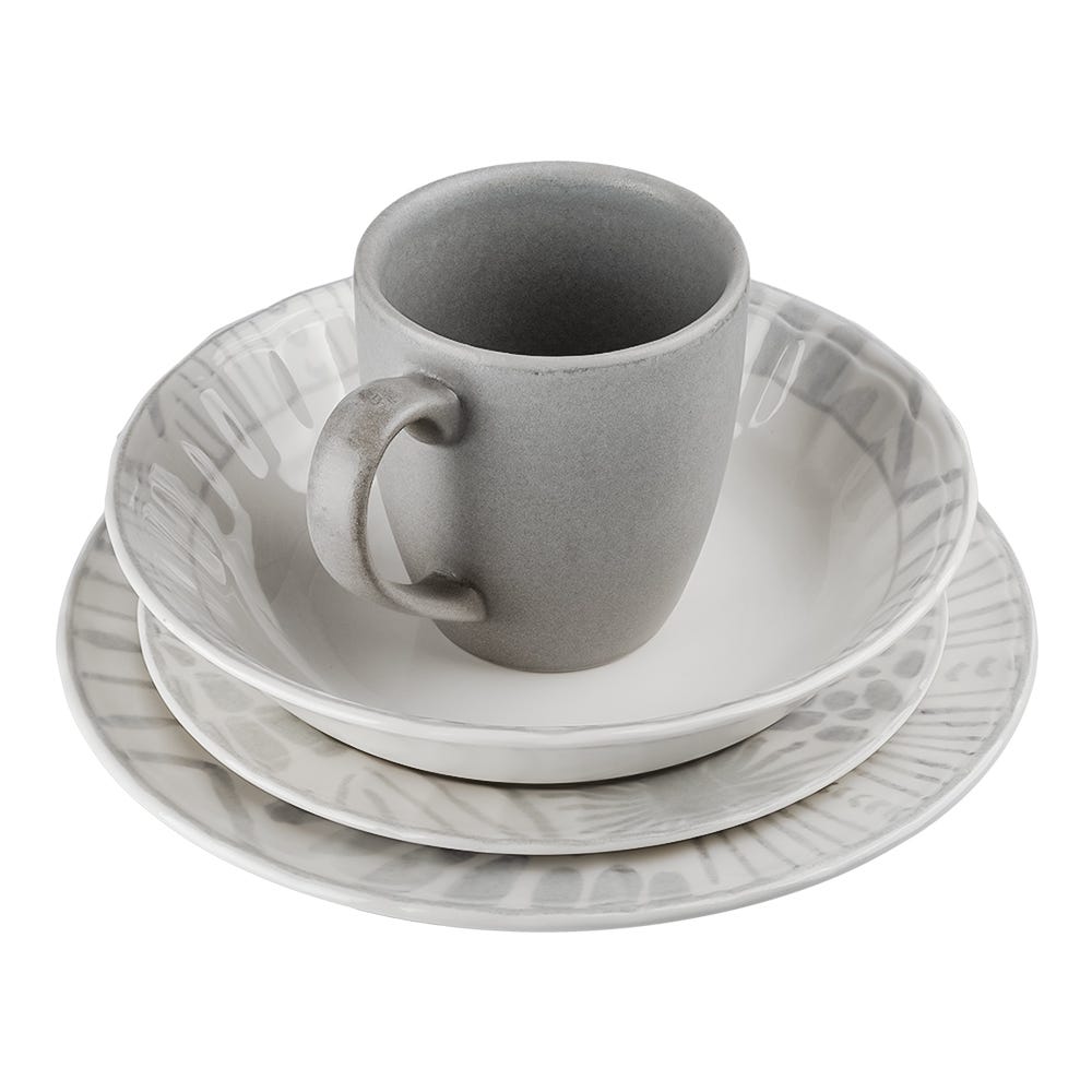 Vajilla de cerámica decorada 16 piezas Amonita VL102K040116 Corona