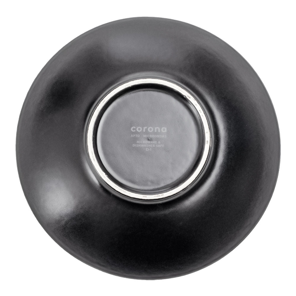 Plato hondo de cerámica 700 ml negro Ébano Corona – vista interior del plato