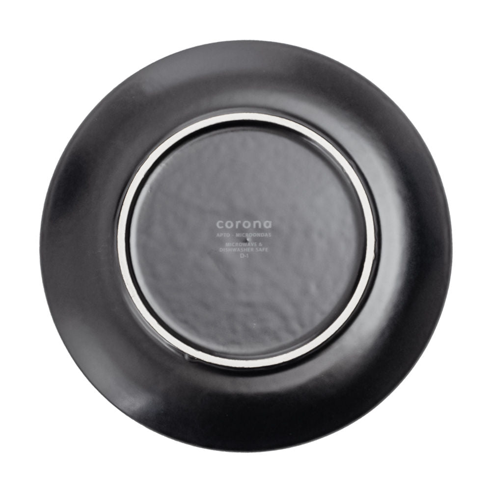 Plato postre de cerámica 20.4 cm negro Ebano PL1894582012 Corona