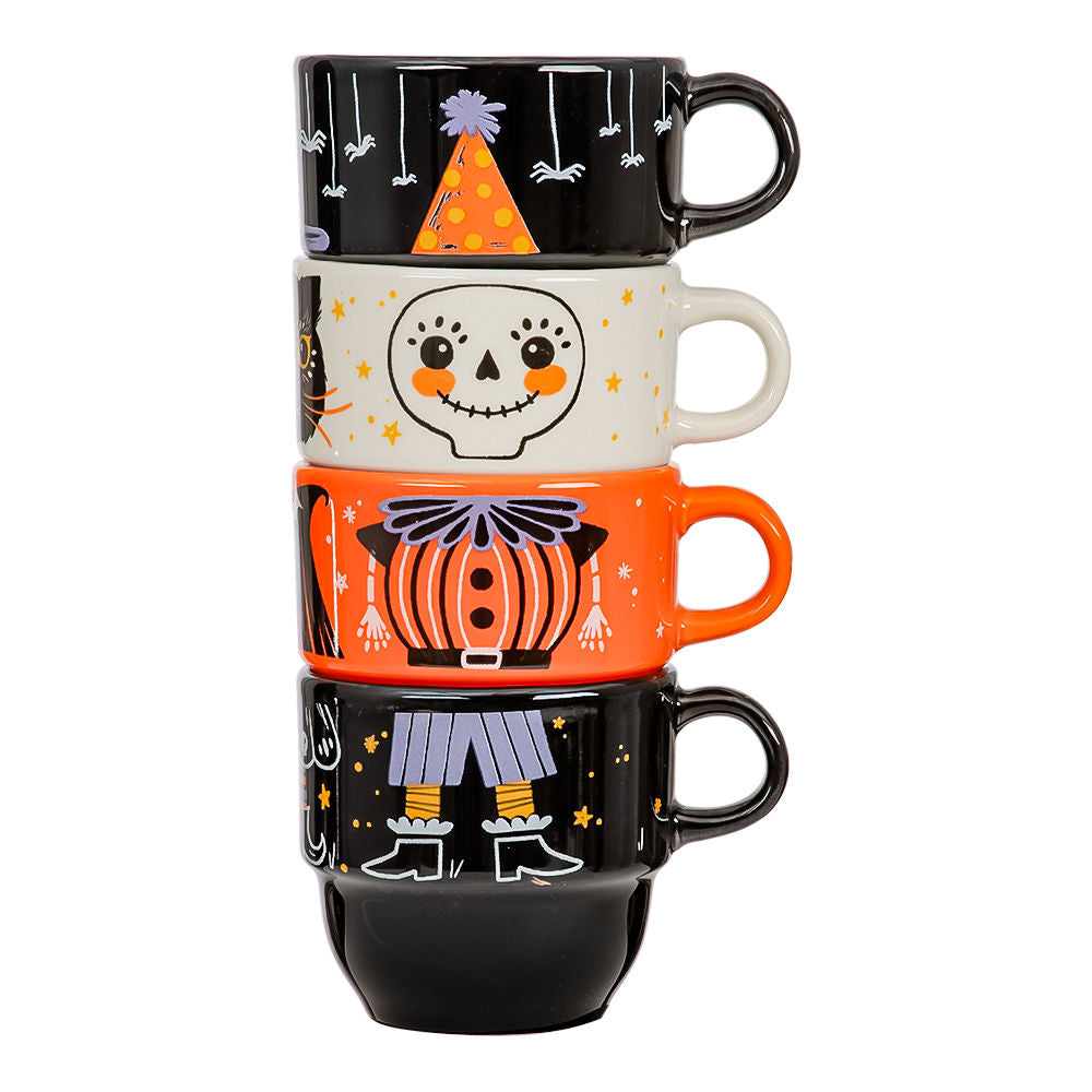 Juego de 4 tazas estibables de cerámica 200 ml Spin and Boo SL120J004404 Corona