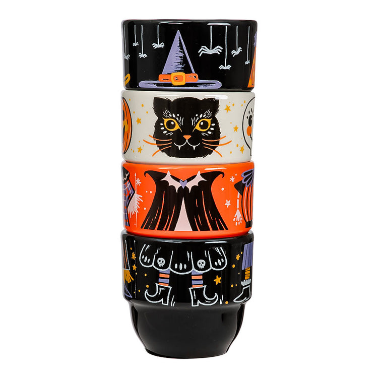Juego de 4 tazas estibables de cerámica 200 ml Spin and Boo SL120J004404 Corona