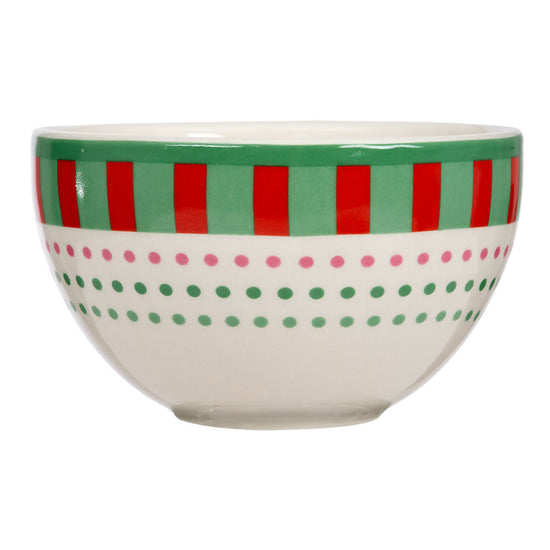 Juego de 3 tazones de cerámica 325 ml Dulce Regalo Corona – tazón con franjas verde y rojo