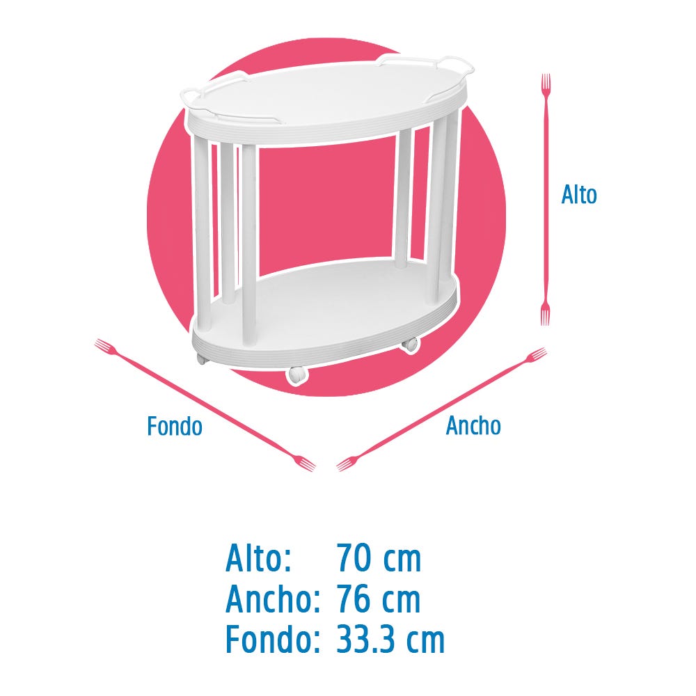 Mesa de plástico ovalada con ruedas sir 722 Italhome