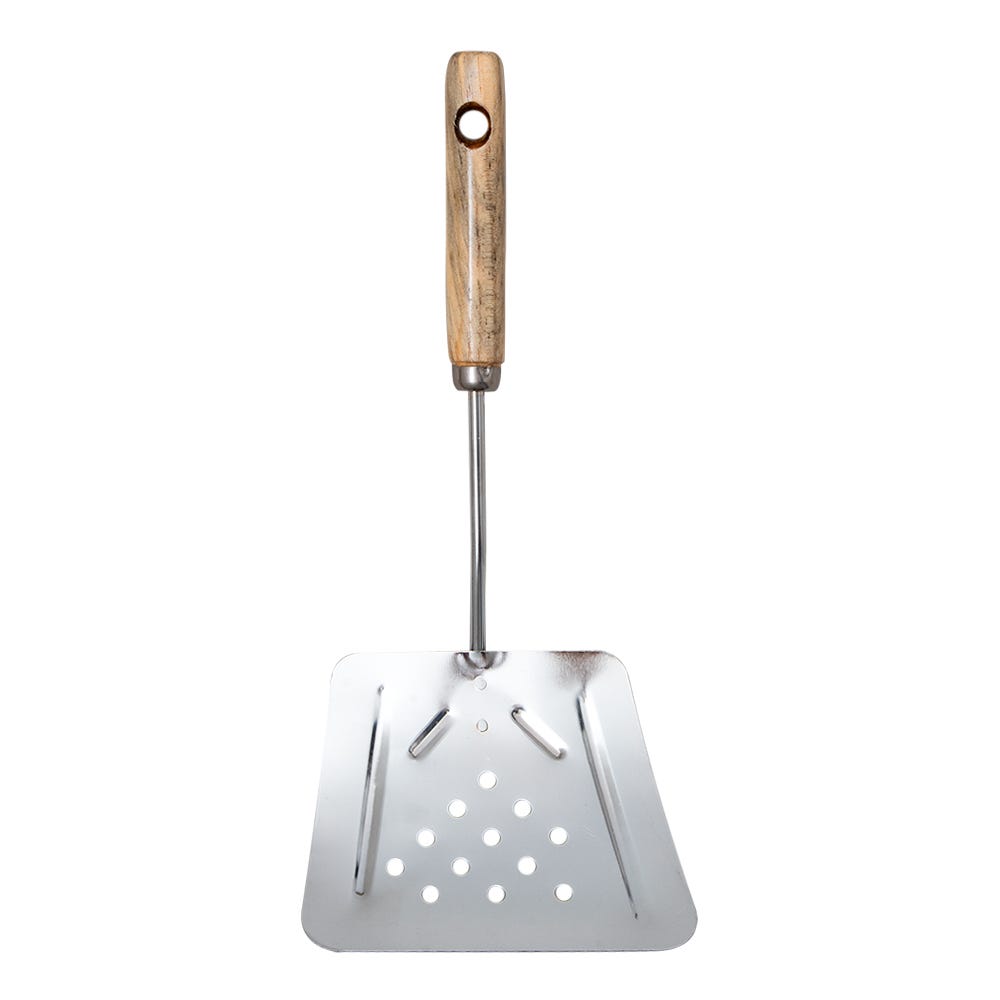 Volteador de acero inoxidable chef con mango de madera chico VAL067 Valery