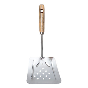 Volteador de acero inoxidable chef con mango de madera chico VAL067 Valery