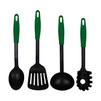 Set 4 utensilios nylon mango verde Valery