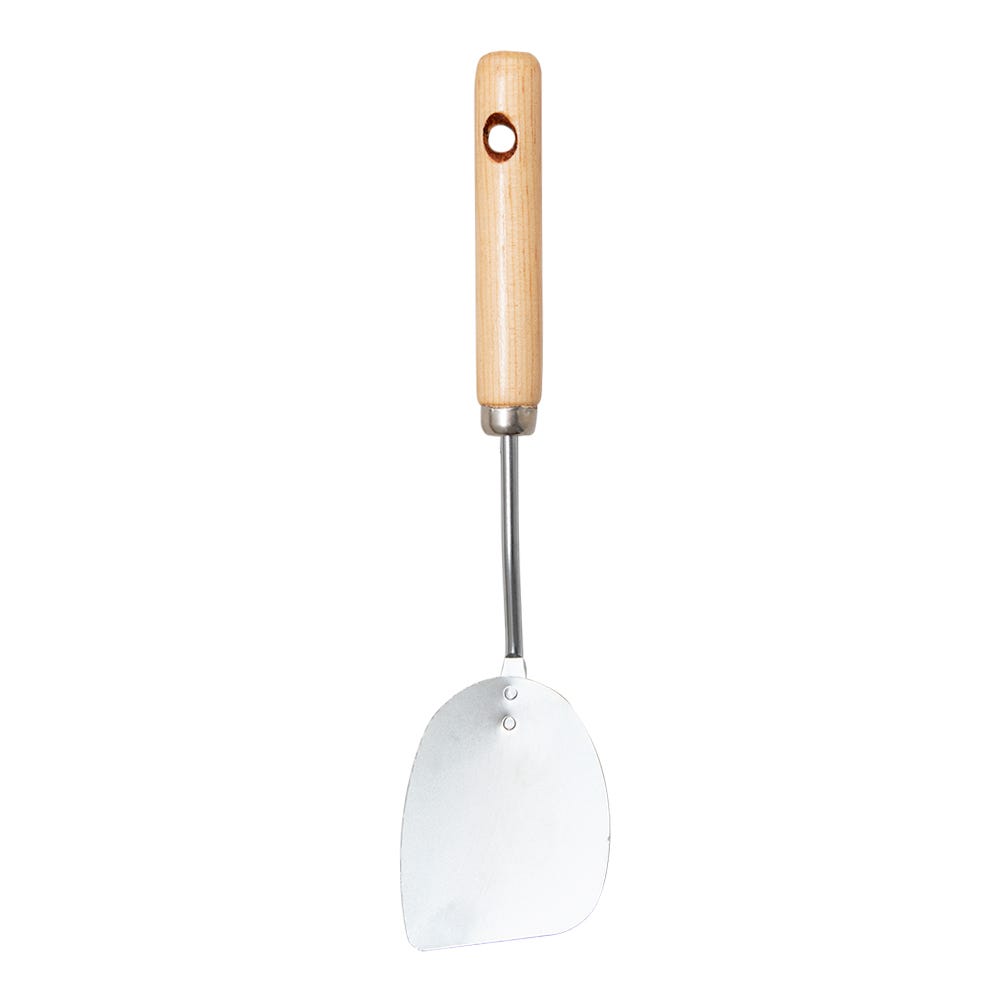 Volteador de acero inoxidable liso con mango de madera chico VAL241 Valery