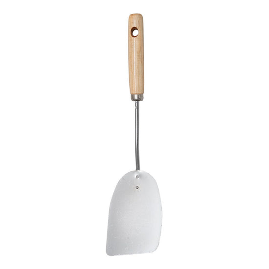 Volteador de acero inoxidable liso con mango de madera grande VAL24 Valery